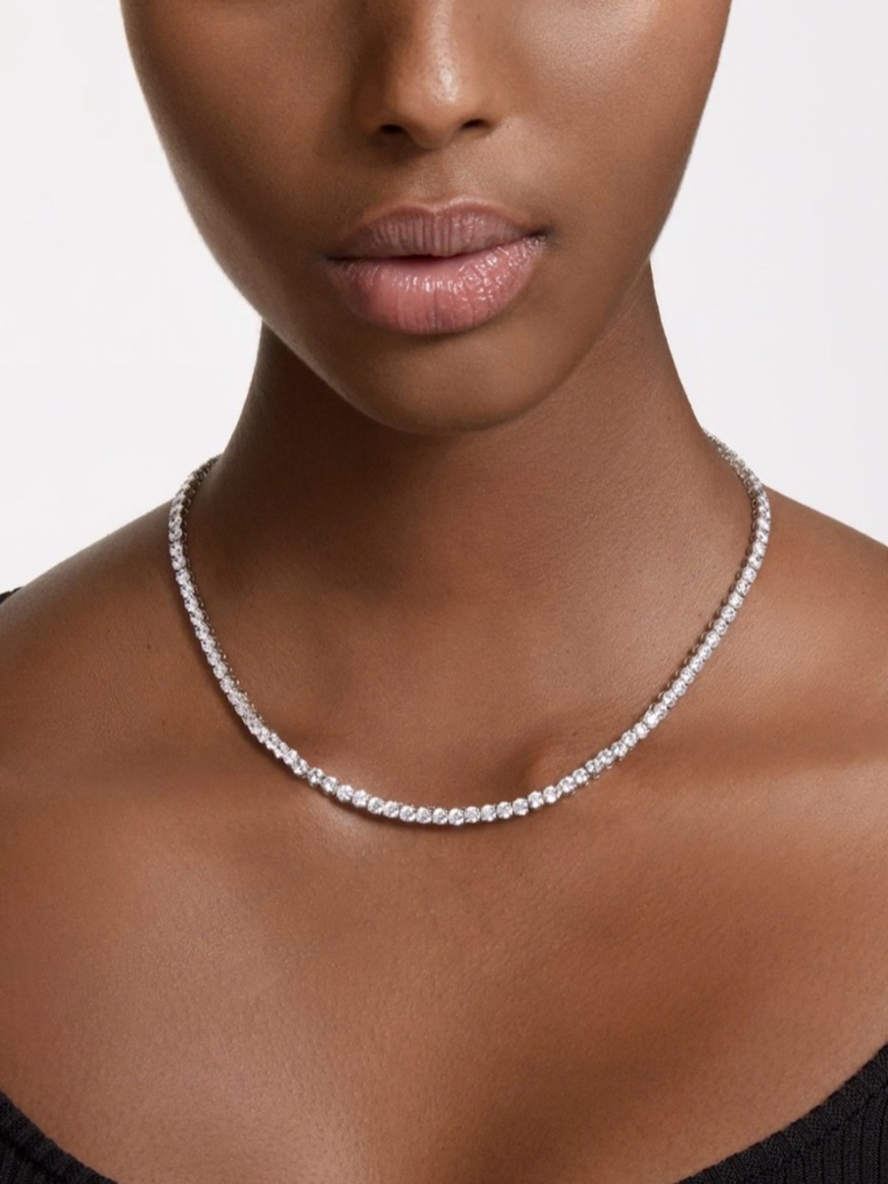 Swarovski Rhodium Plated Tennis Set, Crystal Cross & Heart Necklaces